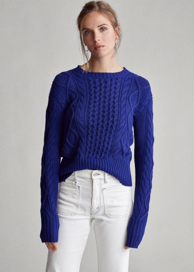 Sueter Polo Ralph Lauren Mujer Azul Rey Azules - Cable-Knit Cotton - FOWEX4123